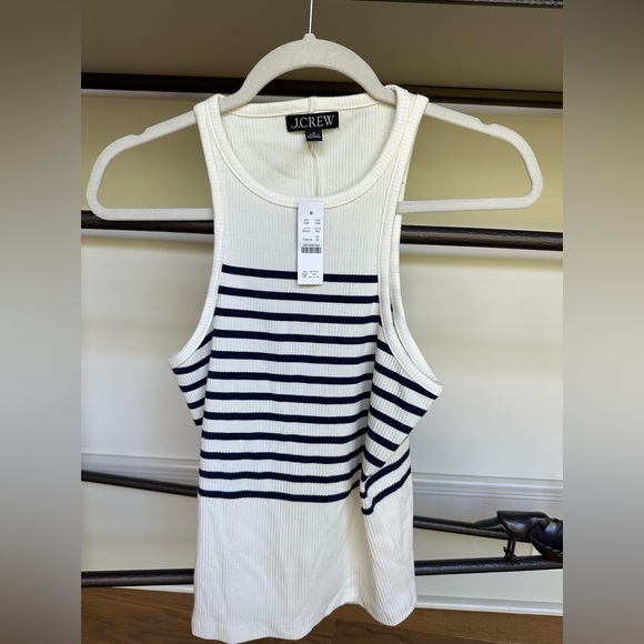 J. Crew Tops - Navy Striped ribbed tank